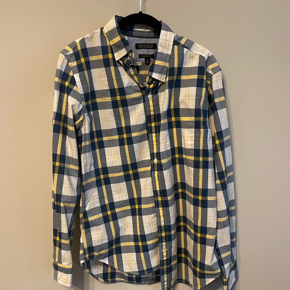 Mens Banana Republic Camden Fit Long Sleeve Dress Shirt, Size M